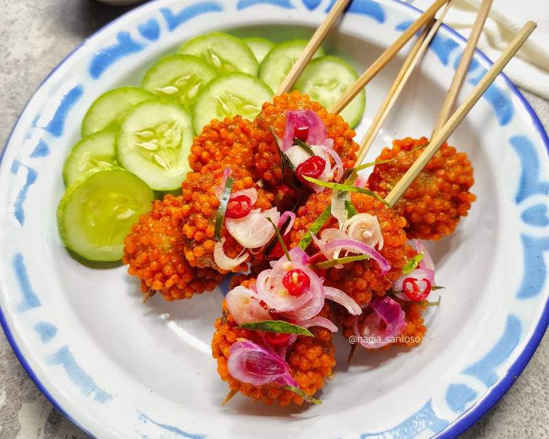 Sate Nugget Ayam Crispy Bubble dengan Sambal Matah